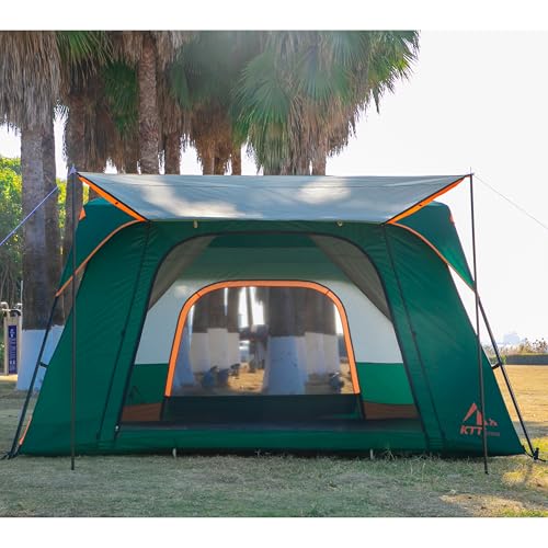 Extra Large Family Cabin Tent 2 Rooms 3 Doors 3 Windows Waterproof for Camping H460