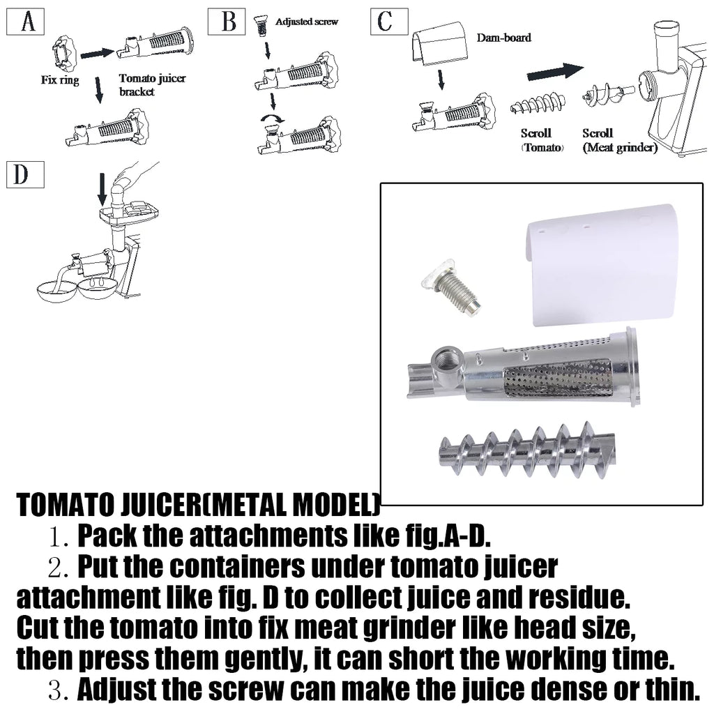 Meat Grinder, Slicer & Juicer Attachment Set for Stand Mixer S911435