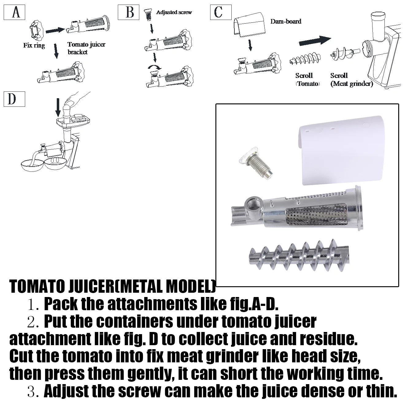 Meat Grinder, Slicer & Juicer Attachment Set for Stand Mixer S911435
