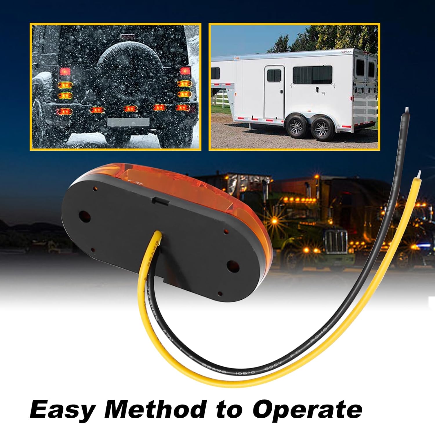 20 Pcs 2.5 Inch Oval Trailer Marker Lights LED Waterproof Running Lights J22892