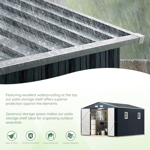 Outdoor Steel Storage Shed with Lockable Doors and Windows E249038