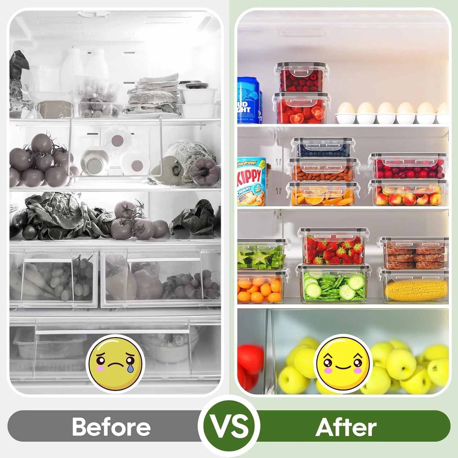 Food Storage Containers with Lids, 52 Piece Leak Proof Clear Plastic, BPA-Free, Stackable A1141