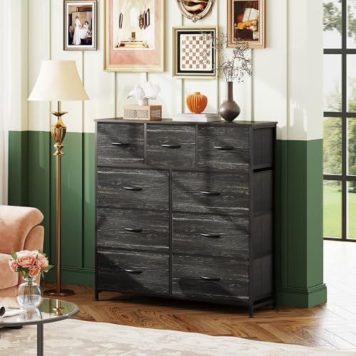 9-Drawer Fabric Storage Tower for Bedroom, Closet, Tall Chest Organizer with Steel Frame R839993