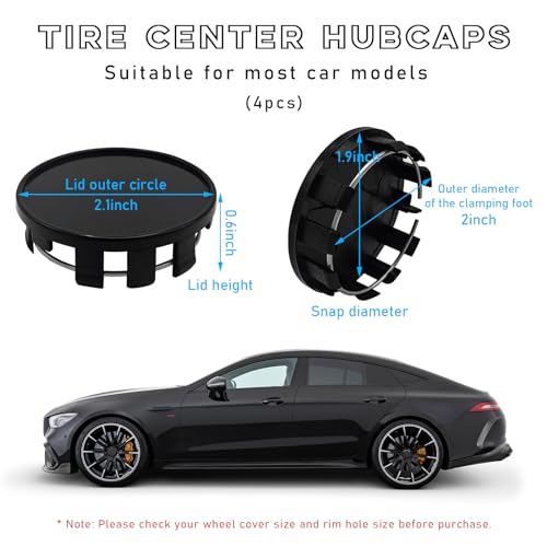 Wheel Center Caps 4 Pack, Snap-in Plastic Hub Cap Covers, 54mm Outer Diameter V462409