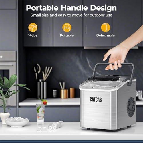 Countertop Ice Maker with Handle, Portable for Home Kitchen RV Camping S35586