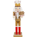 14 Inch Christmas Nutcracker Figures, Wooden Santa Chef Holding Gingerbread Men, Tabletop Centerpiece Decor R14704