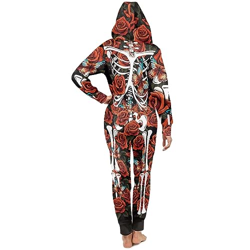 Adult Onesie Hooded One-Piece Pajama Zipper Jumpsuit for Men and Women I930