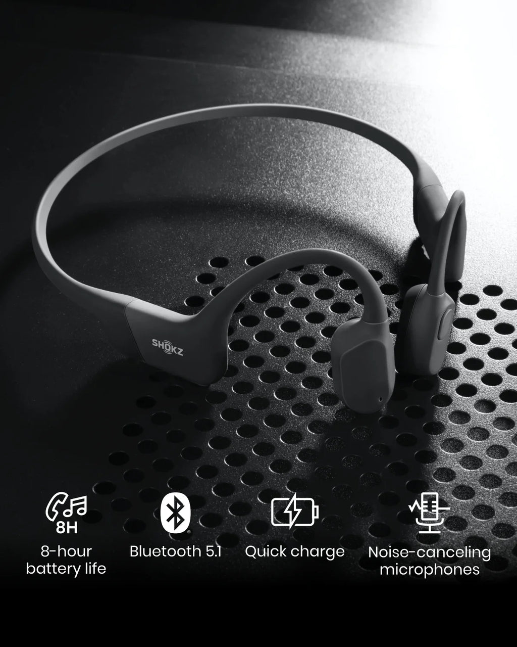 Bone Conduction Waterproof Bluetooth Headphones for Sports with Cooling Wristband, Black S58791