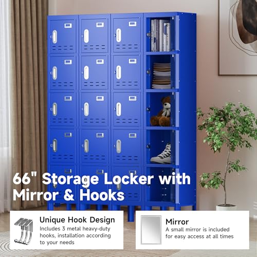 Metal Storage Cabinet, 5 Doors, Blue W429