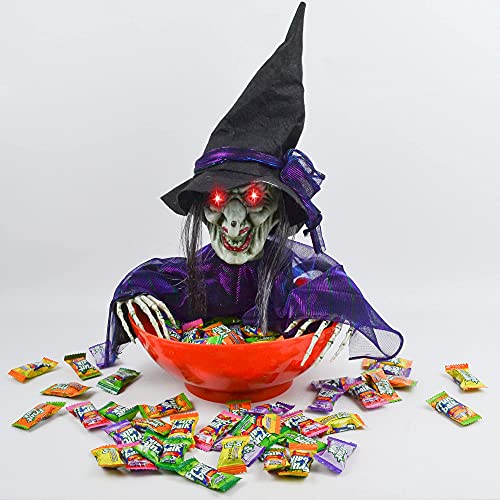 Halloween Candy Bowl Witch Decorations with LED Lights Q72681