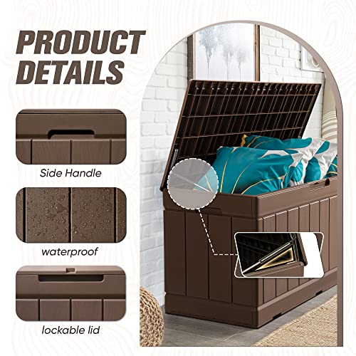 31 Gallon Resin Deck Box Waterproof Indoor Outdoor Storage for Patio Cushions and Garden Tools L90121