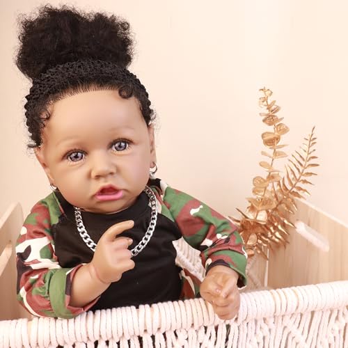 22.8 Inch Realistic African American Baby Doll with Soft Body K201