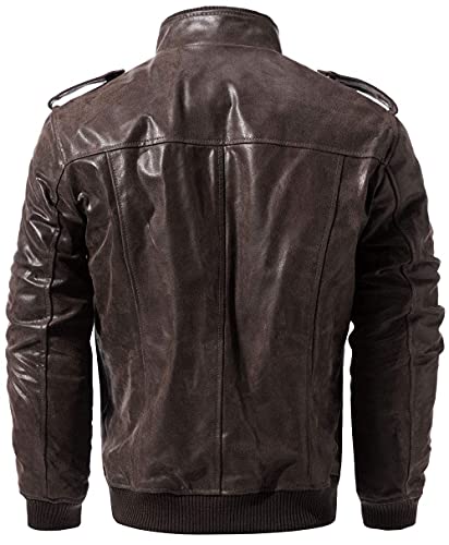 Men Biker Retro Brown Leather Motorcycle Jacket U179