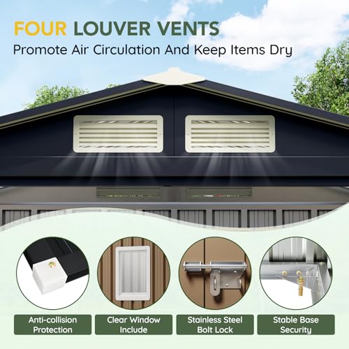Outdoor Steel Storage Shed with Lockable Doors and Window L987864