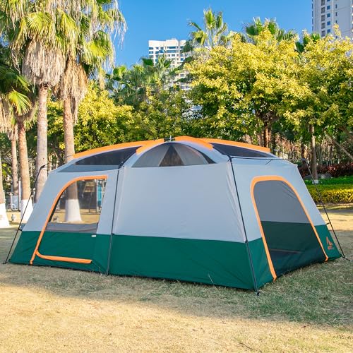 Extra Large Family Cabin Tent 2 Rooms 3 Doors 3 Windows Waterproof for Camping H460