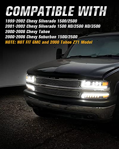 LED Headlights Assembly with Sequential Turn Signal for 1999-2006 Chevy Silverado Suburban Tahoe H92291