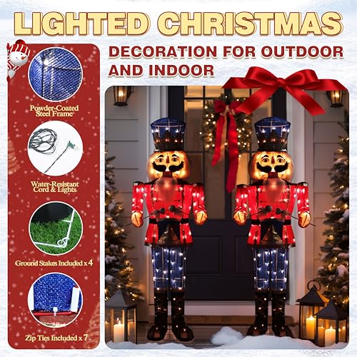 5FT Outdoor Lighted Nutcracker Christmas Decoration with Drum L6088