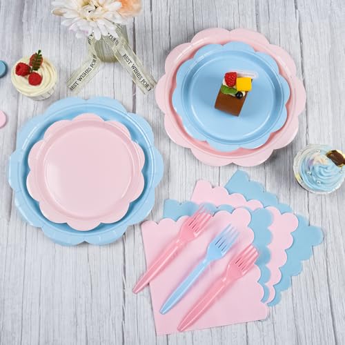 Ivory Paper Plates and Napkins Set for 50 Guests, Disposable Tableware with Utensils M509