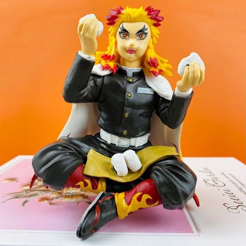 Anime Devil Slayer Figure Eating Rice Balls Sitting Pose Desk Decor B171666