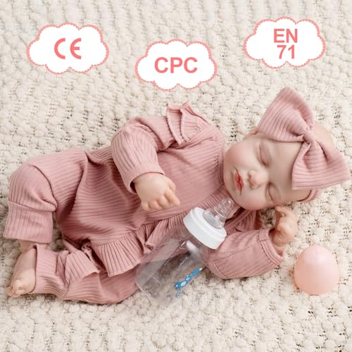 Realistic Reborn Baby Doll, 18 Inch Soft Body Sleeping Baby Girl with Pink Clothing Z645
