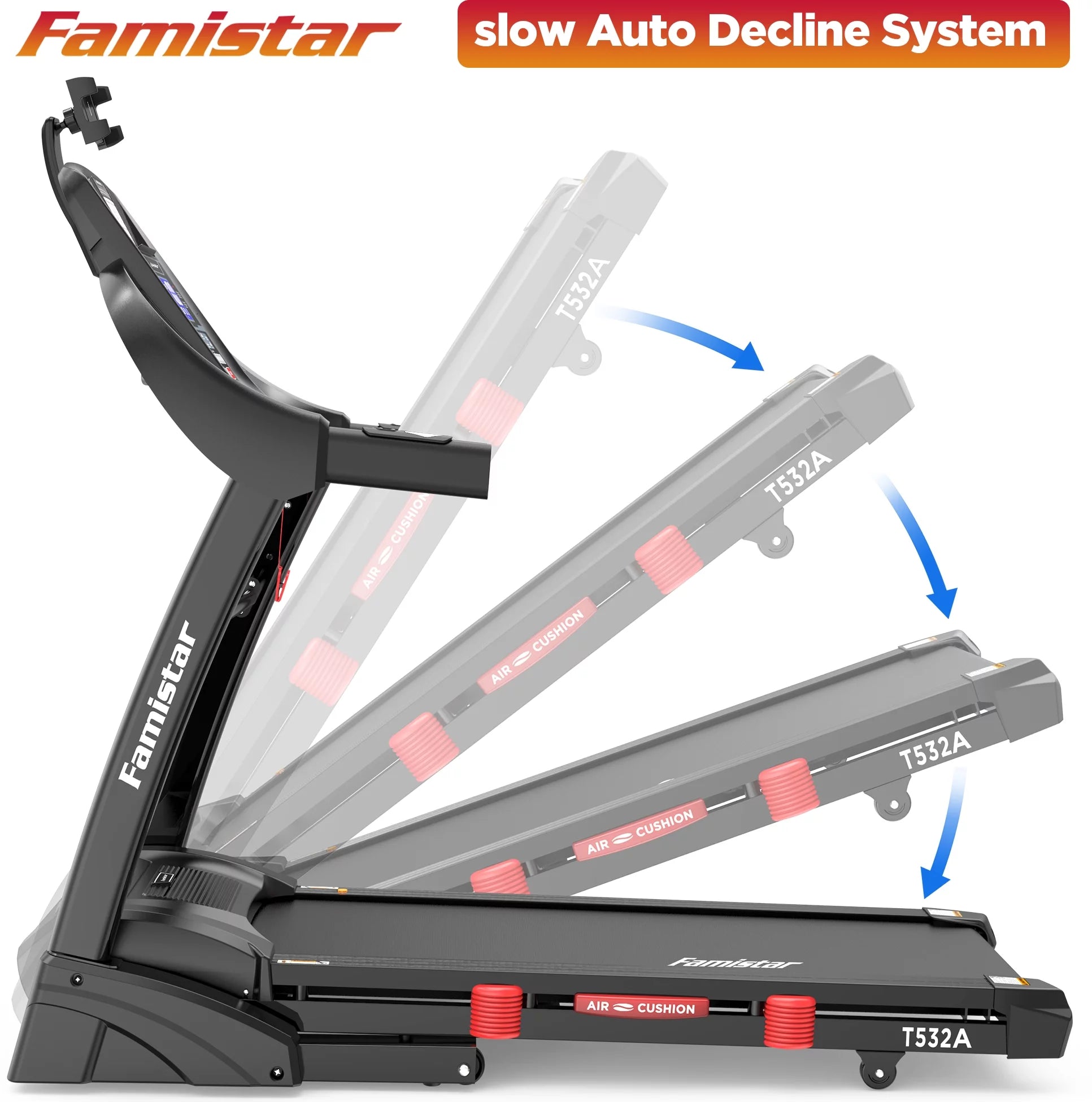 Portable Folding Treadmill 300 LB Capacity with Auto Incline B643749