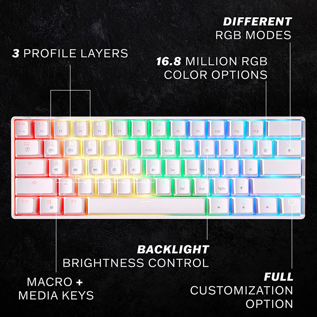 61 Keys RGB Backlit Mechanical Gaming Keyboard for PC/Mac T6639