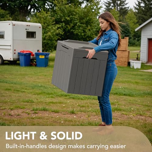 30 Gallon Waterproof Resin Deck Box for Outdoor Patio and Garden Storage Q30388