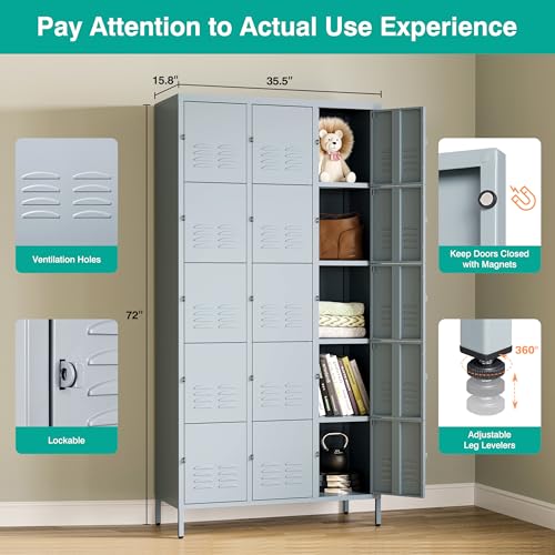 Vintage Metal Locker with Hooks, Lockable Single Door Storage M901