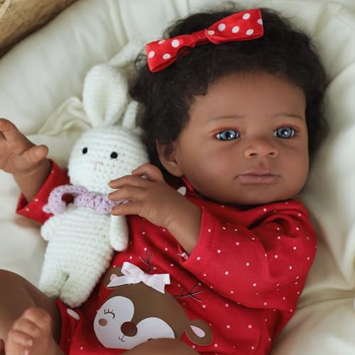 Reborn Baby Doll Black Girl - 20 Inch Realistic Newborn Doll, Soft Weighted Body, Gift for Kids Age 3+ X7248