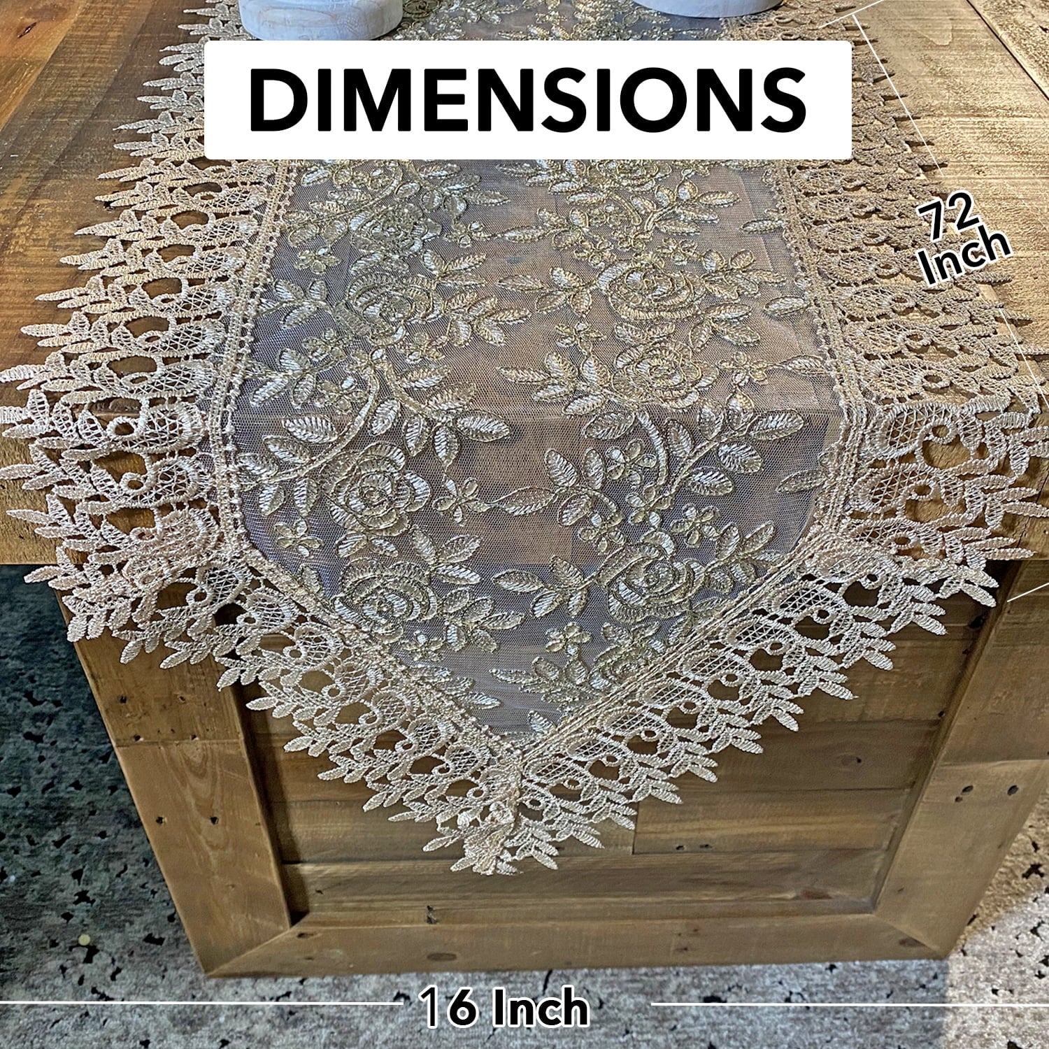Lace Table Runner with Birthday Gifts A434