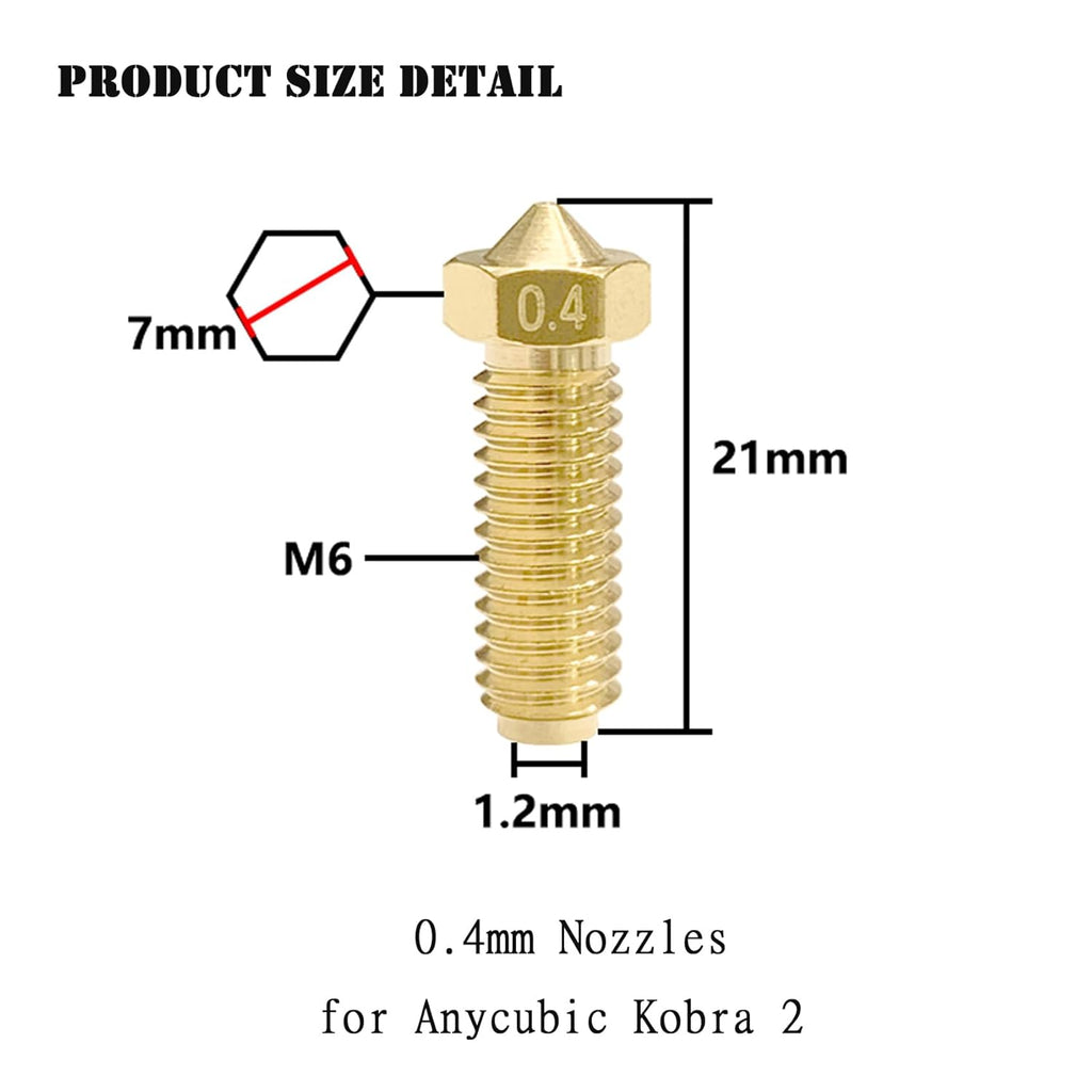 3D Printer Nozzles and Silicone Socks, 0.4mm Brass, 5-Piece Set B145726