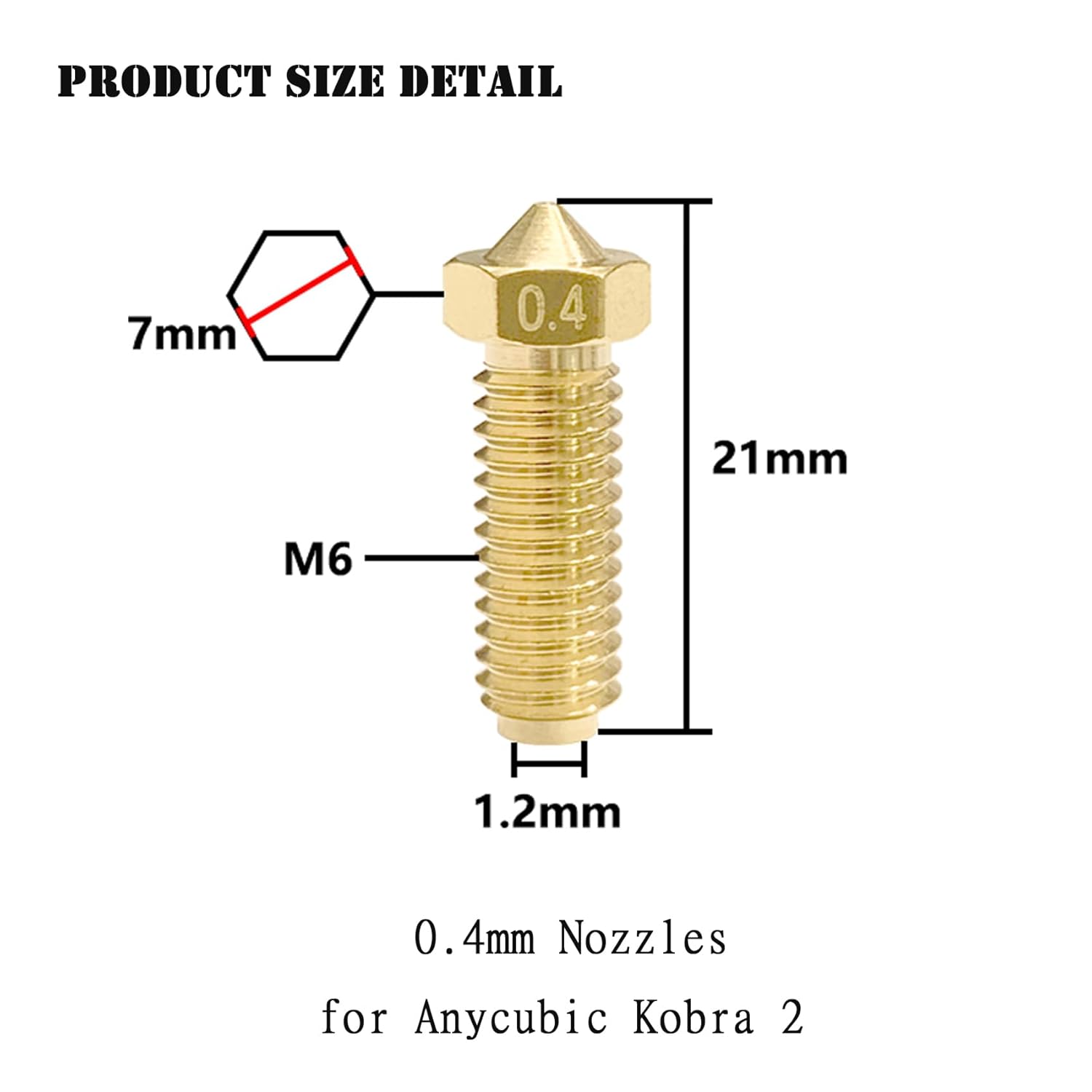 3D Printer Nozzles and Silicone Socks, 0.4mm Brass, 5-Piece Set B145726