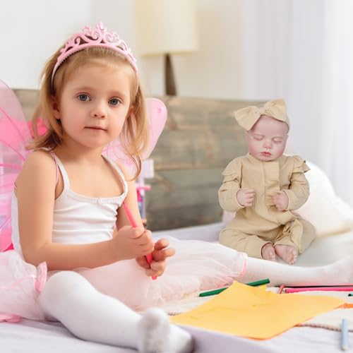 Realistic Reborn Baby Doll, 18 Inch Soft Body Sleeping Baby Girl with Pink Clothing Z645