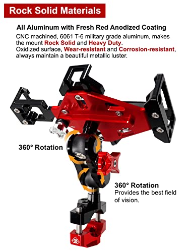Motorcycle Phone Mount with Camera Mount, Anti Vibration Aluminum Holder X986