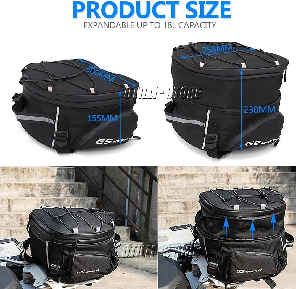 Motorcycle Tail Bag Waterproof Nylon Black G139104