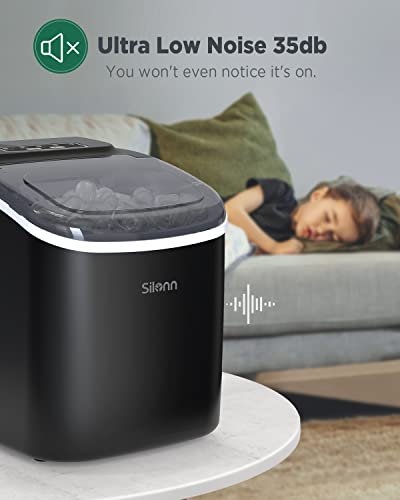 Ice Maker Countertop, 26Lbs/24H, Self-Cleaning, 9 Cubes in 6 Mins, Black F4142