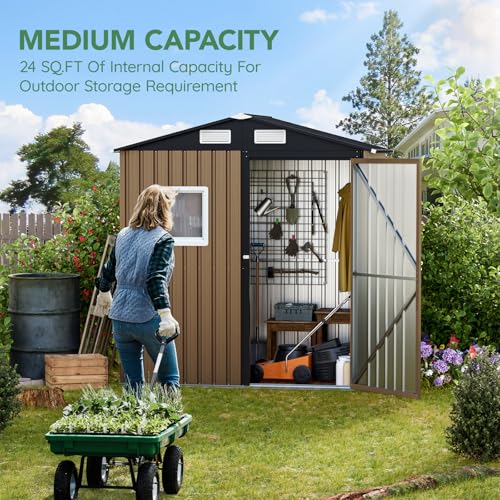 Outdoor Steel Storage Shed with Lockable Doors and Windows E249038