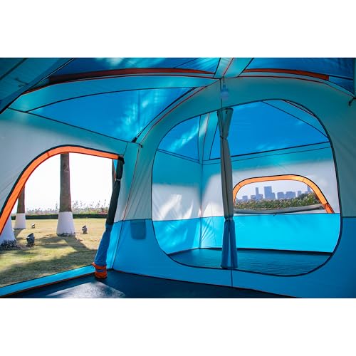 Extra Large Family Cabin Tent 2 Rooms 3 Doors 3 Windows Waterproof for Camping H460
