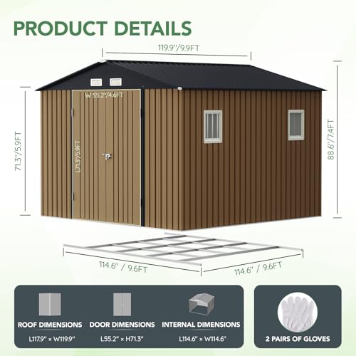 Outdoor Steel Storage Shed with Lockable Doors and Windows E249038