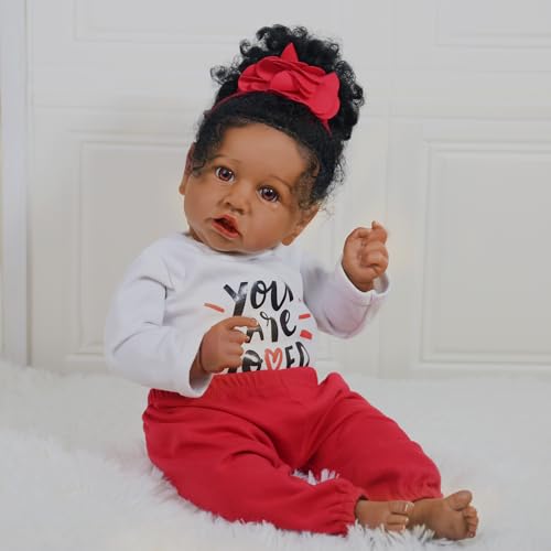 20 Inch Realistic African American Newborn Doll with Soft Body Gift Set Q2839