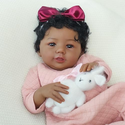 18-Inch Realistic African American Newborn Baby Doll with Soft Weighted Body Y11968