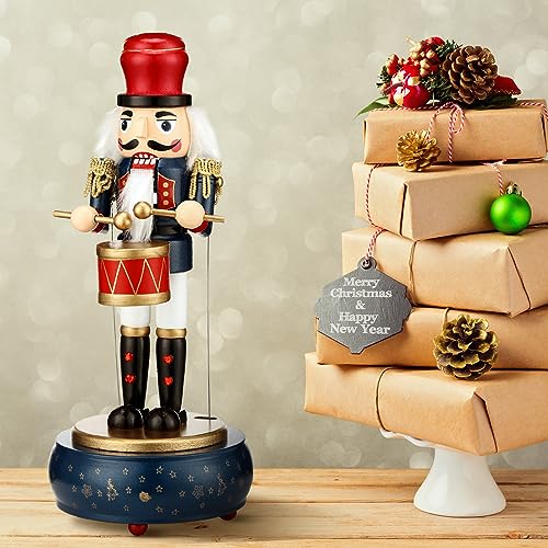 Nutcracker Music Box Wooden Soldier Toy Christmas Wind Up Musical Decor X3406