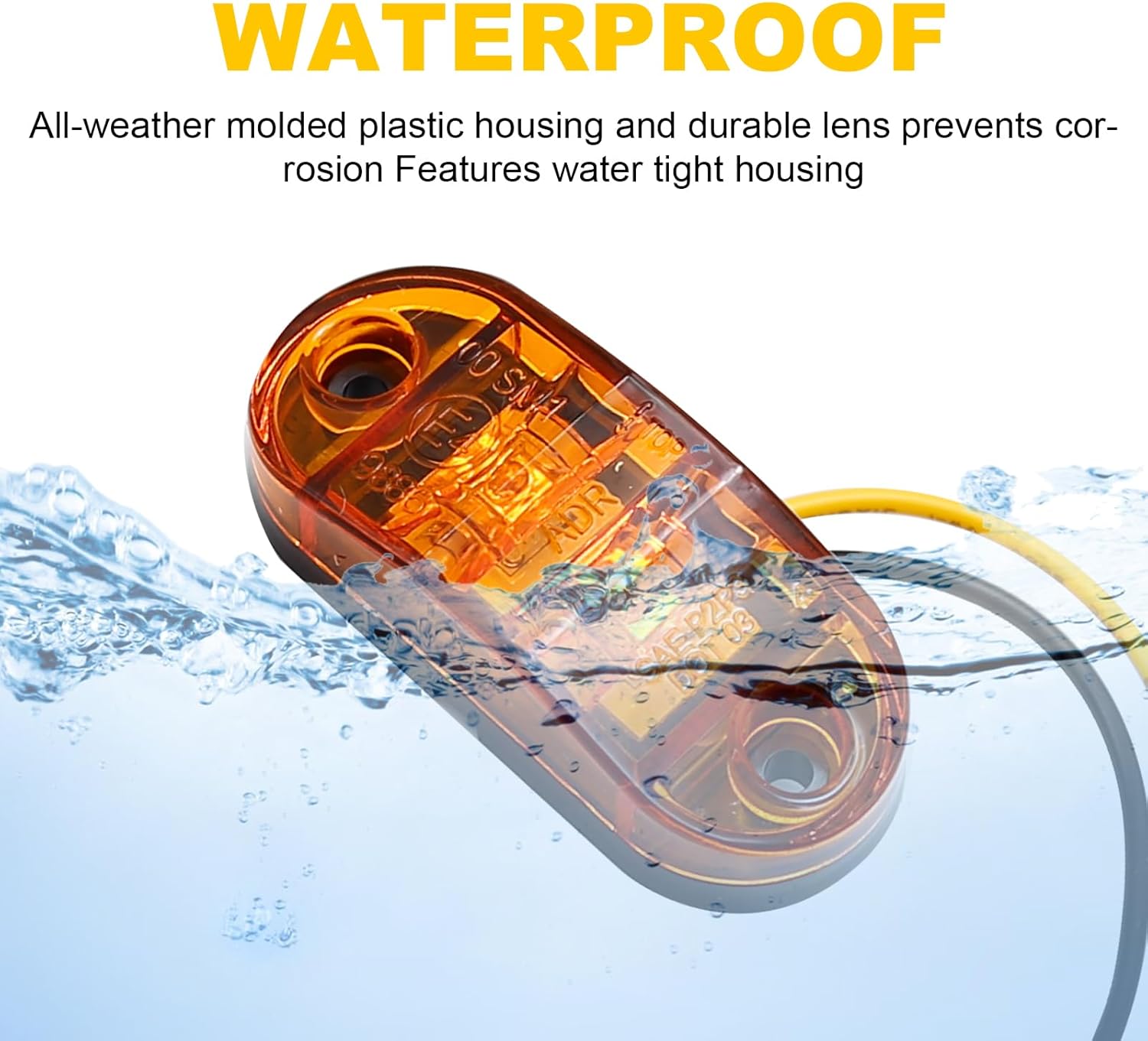 20 Pcs 2.5 Inch Oval Trailer Marker Lights LED Waterproof Running Lights J22892