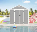 8x8 FT Outdoor Resin Storage shed - Waterproof Garden Sheds with Vents, Lockable Double Doors and Windows for Lawn, Backyard, Patio, Tool Storage Use,Rust and UV Proof, Gray