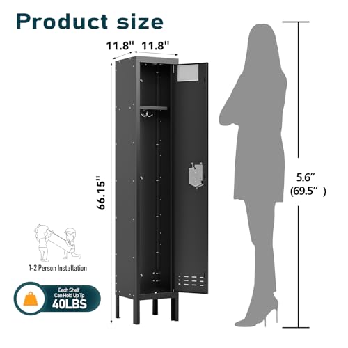 5-Door Steel Storage Locker with Hooks and Card Slots M92401