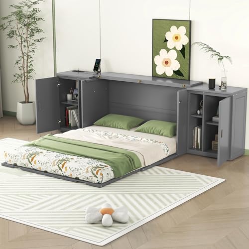 Wall Cabinet Bed with Storage and Bookcase Headboard F651615