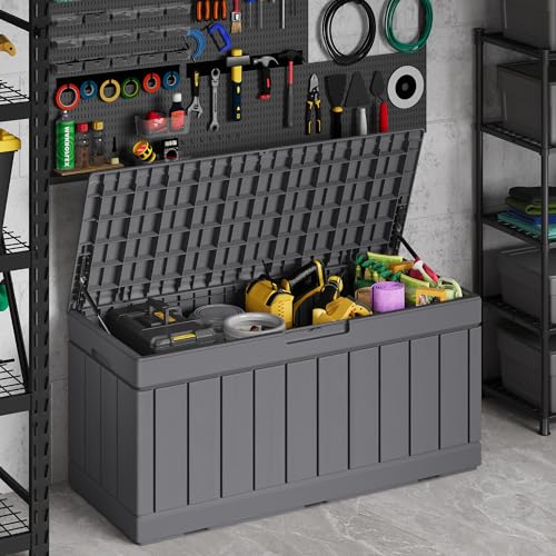 30 Gallon Waterproof Resin Deck Box for Outdoor Patio and Garden Storage Q30388