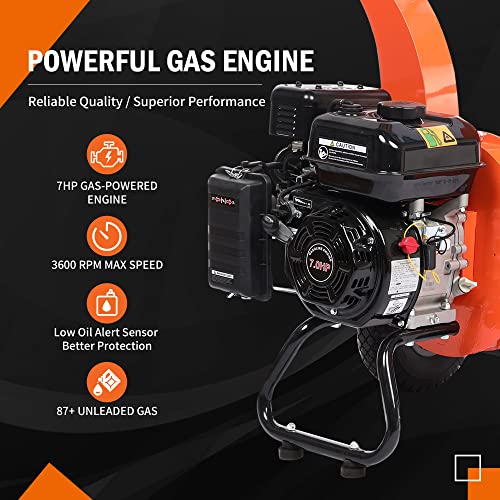 Wood Chipper Shredder Mulcher 7 HP 212cc Gas Powered 3 Inch Capacity E47717