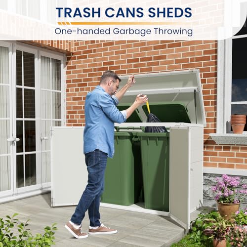 Outdoor Storage Shed, Weather Resistant Resin Box with Floor for Garden Tools I6082