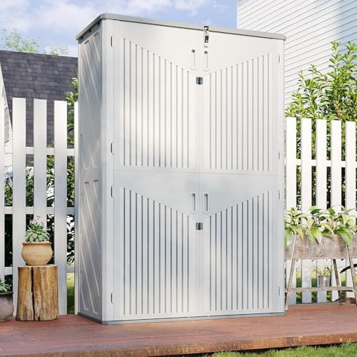Outdoor Storage Shed with Floor, Waterproof Vertical Cabinet I260366